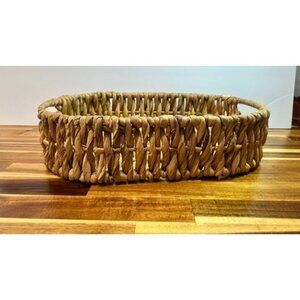 Natural fiber basket, storage , decorative tray, chunky weave, boho, organic